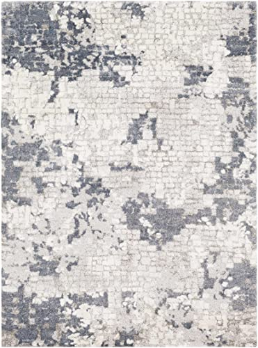 BoutiqueRugs Fence Contemporary Area Rug - Denim, Pale Blue, Light Gray - 2' x 2'11
