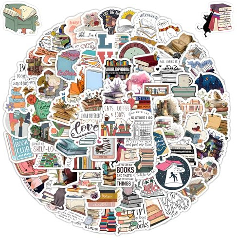 Reading Stickers, 100Pcs Waterproof Stickers, Vinyl Stickers, Motivational Quote Stickers for Water Bottles, Book, Laptops, Scrapbook, Skateboard