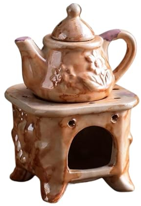 Oil burner scented,Essential Oil Burner/Aroma Diffuser Candle Melts Warmer,Retro Candle Essential Oils Burner Creative Ceramic Teapot Aromatherapy Oil Lamp Fragrance Burners for Home Decor