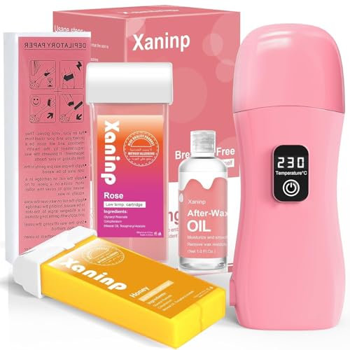 Roll on Wax Kit for Hair Removal, Wax Roller Waxing Kit for Women, Smart Roll on Wax Warmer, Upgrade Wax Machine About 15-minute Fast Heating, Digital Temperature Display, Suitable for Beginners Waxin