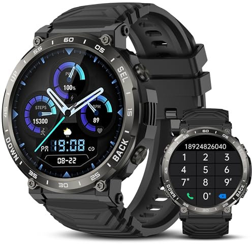 IDEALROYAL Montre Connectée Homme avec Appel Bluetooth, 1.52 Smartwatch avec Oxymètre, Moniteur de Fréquence Cardiaque, Moniteur de Sommeil, Etanche IP68, 110+ Sports Mode pour Android/iOS