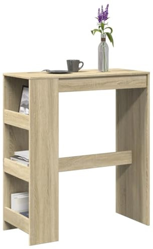 Homgoday Bartisch mit Regal Sonoma-Eiche 90x40x103,5 cm Holzwerkstoff Tisch Model854375