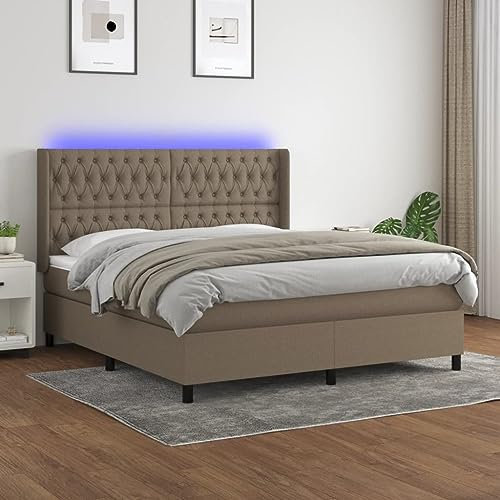 qohoio Boxspringbett mit Matratze & LED Bett Boxspringbett Bett Mit Matratze Polsterbett Schlafzimmer MöBel Taupe 180x200 cm Stoff - 3138577