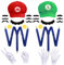 Funnity 2 Sets Mario und Luigi Kostüm Damen Herren, Mario und Luigi Mütze Hosenträger Knöpfe Schnurrbart Handschuhe, Mario Luigi Partnerkostüme Erwachsene Kinder für Karneval Kostüm(Mario und Luigi)