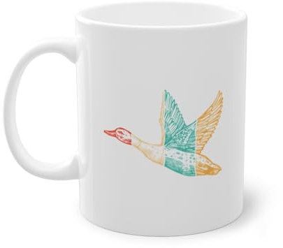 Taza de café retro de Turquía Cazador | Pato pájaro caza de aves acuáticas Taza blanca (07065C)