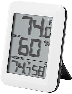 Kabelloses Thermometer Hygrometer Ft0423 mit Sensor, 433,92 Mhz | ABS Gehäuse, mit Empfänger und Wandaufhängung, für Innenraum und Weinkeller, Weiß