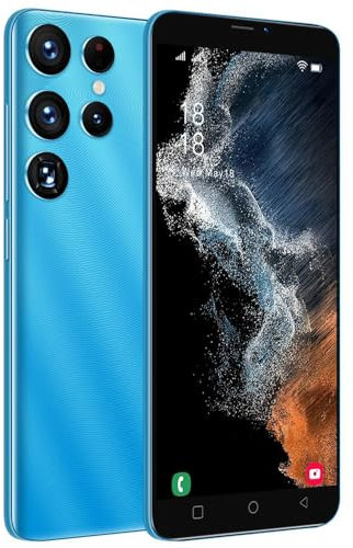 SanHii Cheap Mobile Phones, 5.0 inch Display, 16GB ROM【128GB Extension】, Android 9.0, Dual SIM, 3 Cards Slots, WIFI,Face Unlock Phones (SanHii-24Ultra (Blue))