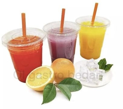 Ol Gastro Bedarf Smoothiesbecher inkl. Deckel mit Schlitz ml, Ø 95mm, PET, glasklar, 50 Stück, Polyethylenterephthalat (PET) 300 ml