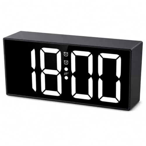 Elprico Vibrationswecker mit Vibrationskissen, Extra Lauter Wecker Digital Dual Alarm 7,4 Zoll LED Spiegel Display 3 Modi für Tiefschläfer Schwerhörige Gehörlose