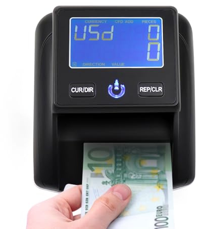 Geldscheinprüfer & Geldzählmaschine 2in1, Banknotenprüfer Falschgelderkennung Währungszähler mit Wiederaufladbarer Batterie Geldzähler Präzise Falschgelderkennung und Zählfunktion für Euro Dollar