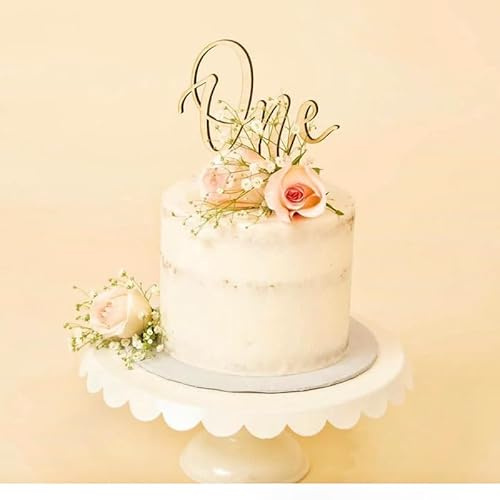 1 Stück Holz One Tortendeko Geburtstag Kuchen Deko Erster Kindergeburtstag Cake Topper für Jungen Mädchen 1 Geburtstag Party Kuchen Dekoration
