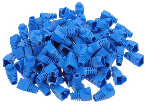 SOIMISS Netzwerkkabelkappen zum Schutz von Rj45 Steckverbindern Blaue 100 Stück Kunststoff gegen Wasser für Ethernet Kabel und Cat5/cat6 Anwendungen