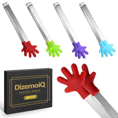 DizemoiQ 4 Stück Zuckerzangen Edelstahl Mini Servierzangen für Candy Bar Eiswürfel Vorspeisen Gebäck Süßigkeiten Zangen Party Tee Küchenhelfer