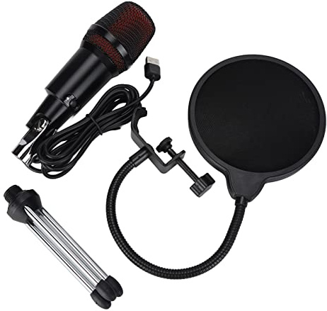 LIYJTK Microfono a condensatore USB Set microfono per PC in lega di alluminio Microfono professionale per giochi di registrazione in studio