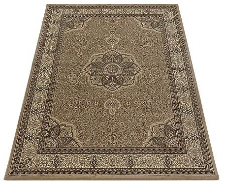 KADIMA DESIGN Moderner Teppich Orient-Muster Traditionell Pflegeleicht Zeitlos Waschbar Strapazierfähig Robust Beige 200x290 cm Esszimmer Wohnzimmer Fußbodenheizung geeignet Oeko-TEX | Selva