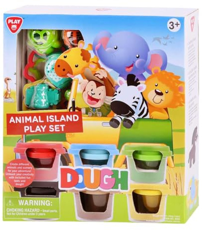 PlayGo Knetset Tierinsel - 6 Bunte Knetdosen und Zubehör