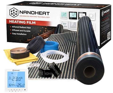 Juego de láminas calefactoras por infrarrojos para suelo de vinilo, 150 W/m², 1 m de ancho