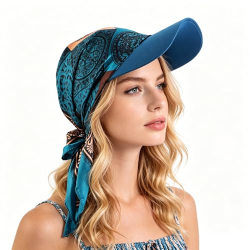 CHENNAN Foulard pour Femme avec visière à Bord Turban Casquettes De Baseball Attachées Visière Souple Femme Bandana Imprimé Anti-UV pour la Protection Solaire et Les Couvre-Chefs d'été (Style 2)