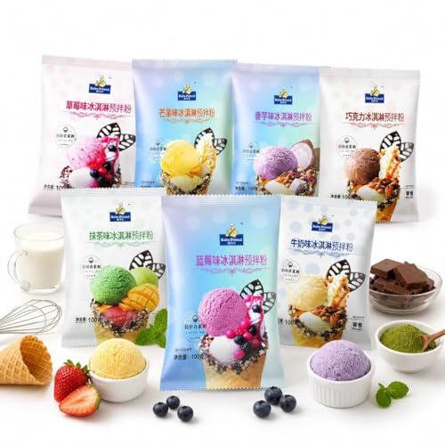7 Flavors Ice Cream Powder Mix 100g Bag Homemade No Machine Needed Just Add Milk DIY Waffle Cone Scoop Treats