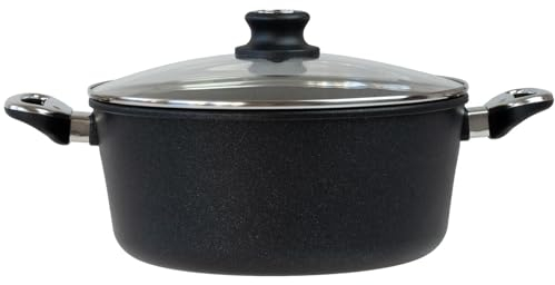BAF Kochtopf Induktion mit Deckel Ø 28 cm - hoher Rand - großer runder Suppentopf beschichtet aus Aluminiumguss - Made in Germany