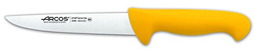 Arcos Cuchillo Carnicero Acero Inoxidable Nitrum y Hoja 200 mm. Cuchillo Cocina Profesional Cortar Carne, Pescado y Verduras. Mango ergonómico polioximetileno. Serie 2900. Color Amarillo.