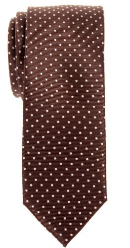 Retreez Herren Schmale Gewebte Krawatte Heutig Kleinen Punkt-Muster 5 cm - dunkelbraun mit weiß punkten