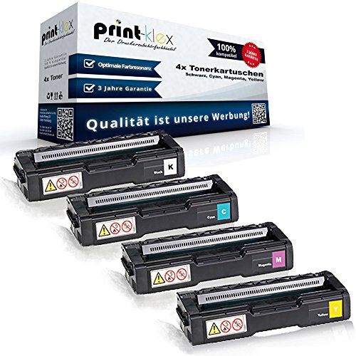 4X Print-Klex Tonerkartuschen kompatibel für Ricoh SP C 252 SP C 252 DN SP C 252 sf Black Cyan Magenta Yellow Sparset BK C M Y - Eco Pro Serie