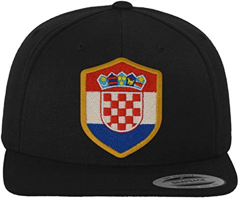FanShirts4u Classic Snapback KROATIEN mit Wappen Baseball Cap (schwarz/Wappen gold)