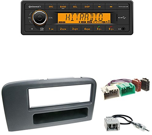 Set : Autoradio Continental TR7412UB-OR Bluetooth RDS USB MP3 (ohne CD-Laufwerk) + Radioblende Radio Blende + Fach schwarz + ISO Adapter + Antennenadapter für Volvo S80 (T/K) 05/1998-07/2006