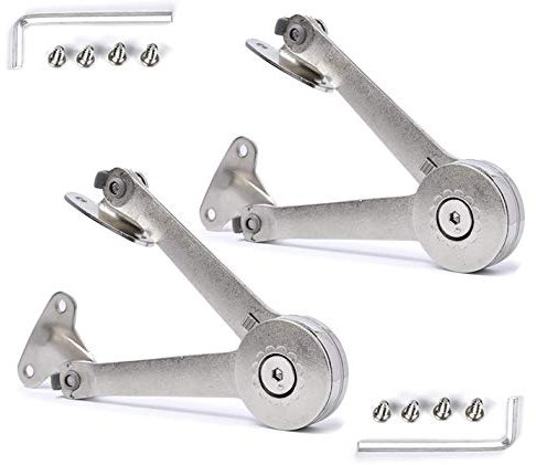 QBOSO Lid Stay Hinge in Satin Nickel Folding Lid Hinge with Soft Close, Perfect for Toy Box/Kitchen/Wardrobe/Cabinet Door, 35lb (Modern Style 1pair)