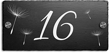 Schiefer Hausnummer & Straße Namen 20x10 cm Wunsch-Gravur Namensschild Schild