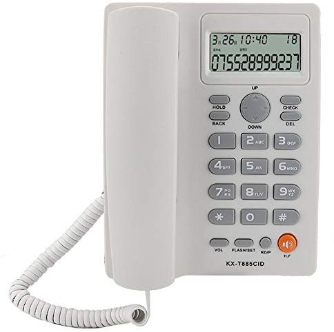 Téléphone Filaire, Affichage du numéro d'appelant KX-T885 en Mode Mains Libres pour téléphonie Fixe pour hôtel avec Bureau(Blanc)