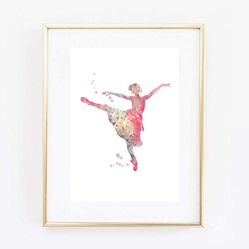 Din A4 Kunstdruck ungerahmt - Tanz Tänzerin Ballett Ballerina Aquarell Wasserfarbe rosa pink Geschenk Druck Poster Bild