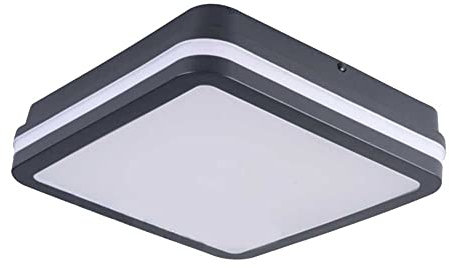18W LED IP54 Outdoor Outside Waterproof Ceiling Wall Mounted Neutral White 4000K Garden Outside Security Light (Square Gray - Sensor)