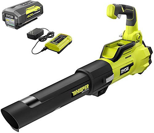 RYOBI RY40470VNM 125 MPH 550 CFM 40-Volt Lithium-Ion Brushless Cordless Jet Fan Leaf Blower - 4.0 Ah Battery and Charger Included