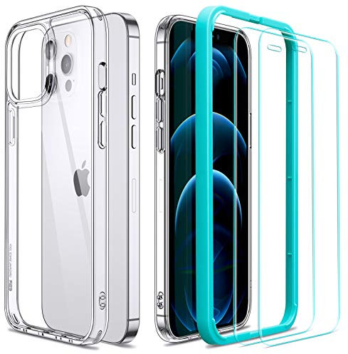 ESR Case and Screen Protectors Compatible with iPhone 12 Pro Max Includes 2-Pack Glass Screen Protector Ultra-Thin Shock-Absorbing Corners – Clear