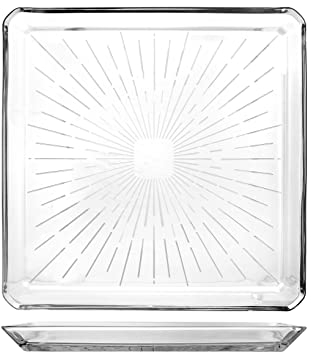 PAŞABAHÇE Madlen Plateau à gâteau carré en verre avec motif géométrique 24,1 cm