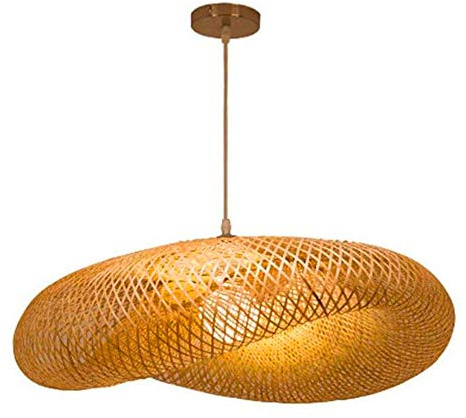 Handgemachte Pendelleuchte Rattan Lampshade Bambus Deckenleuchte Wolke Form Hängelampe Wicker Weave Laterne Kronleuchter Für Schlafzimmer Wohnzimmer Lounge Korridor Dekorative Beleuchtung,80cm