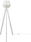 Paco Home Stehlampe Modern Wohnzimmer Schlafzimmer Rattan Optik Boho Korb Stehleuchte E27, Lampenfuß: Stehleuchte Weiß, Lampenschirm: Weiß (Ø33 cm)