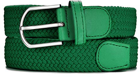 MASADA Stoffgürtel - Dehnbarer Stretch-Gürtel für Damen und Herren 3,2 cm breit elastisch 110-120 cm lang - Grün