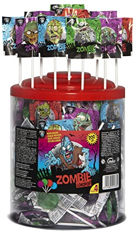 Caramelos Cerdán - Sucettes Zombie Tâche Langues | Différents Saveurs | Sans Gluten ni allergènes | Fêtes & Halloween | Pot 200 pièces