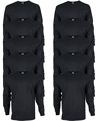 Gildan Unisex's Ultra Cotton Long Sleeve T-Shirt, Style G2400, Multipack, Black (10-Pack), 4XL (Pack of 10)