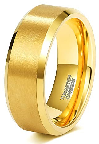 Zakk Ringe Herren Damen Gold Wolframcarbid Gebürstet Verlobungsringe Eheringe Partnerringe Trauringe 4mm 6mm 8mm (8mm,72 (22.9))