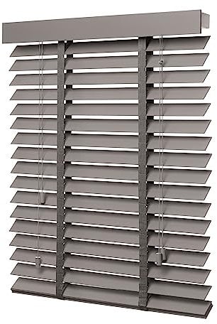 Ventanara® Holzjalousie 50mm Holz Jalousie Matt Jalousette Echtholz (90 x 250 cm, Taupe)