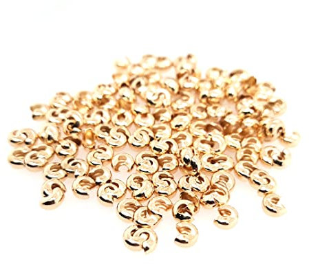 144pcs Gold-Plated Yellow Brass Open Crimp Bead Covers, 5MM, by Craft Wire