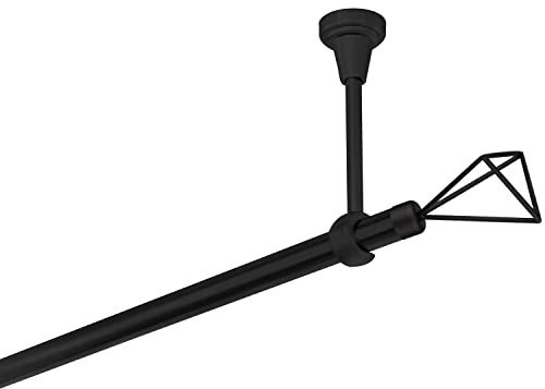 Bastone per tende nero, 540 cm, 1 binario, 19 mm, in metallo, fissaggio a soffitto, SPACE