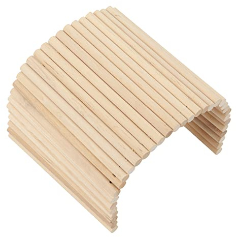 Wooden Hamster Bridge, Birch Rodents Chewing Climbing Tunnel Small Animal Bendy Bridge Ramp Hut Hideout for Guinea Pigs, Hedgehogs, Chinchillas and Other Rodents