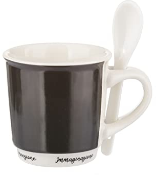 KASANOVA Tazzina caffè grigio scuro 90 ml con cucchiaino grigio