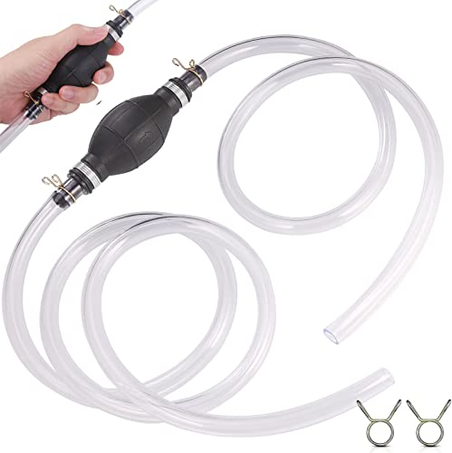 Bomba de Agua de Alto Flujo, Bomba Manual de Combustible Mejorada con Manguera de Sifon de 2 m(Dia: 14 mm), Kit de Bomba Liquidos para Trasvase de Gasoil, Agua