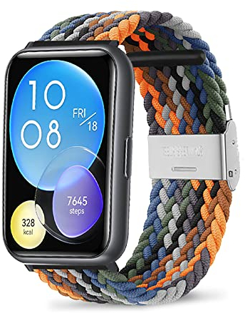 ZoRoll Armband für Huawei Watch Fit 2, Geflochtenes Einstellbar Nylon Ersatzband Sport Loop Soft für Huawei Watch Fit 2 - Bunt